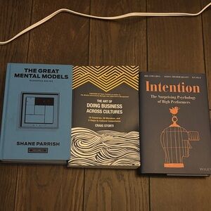 Set of Three Books with Blue, Black, and Orange Covers